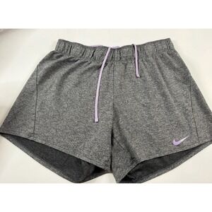 Nike Dri-FIT Women's Athletic Shorts Gray Purple Polyester Elastic Waist SZ Med